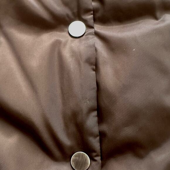 Talbots Puffer Coat Black Reversible Brown Down Puffer Jacket Medium Petite - Picture 10 of 11